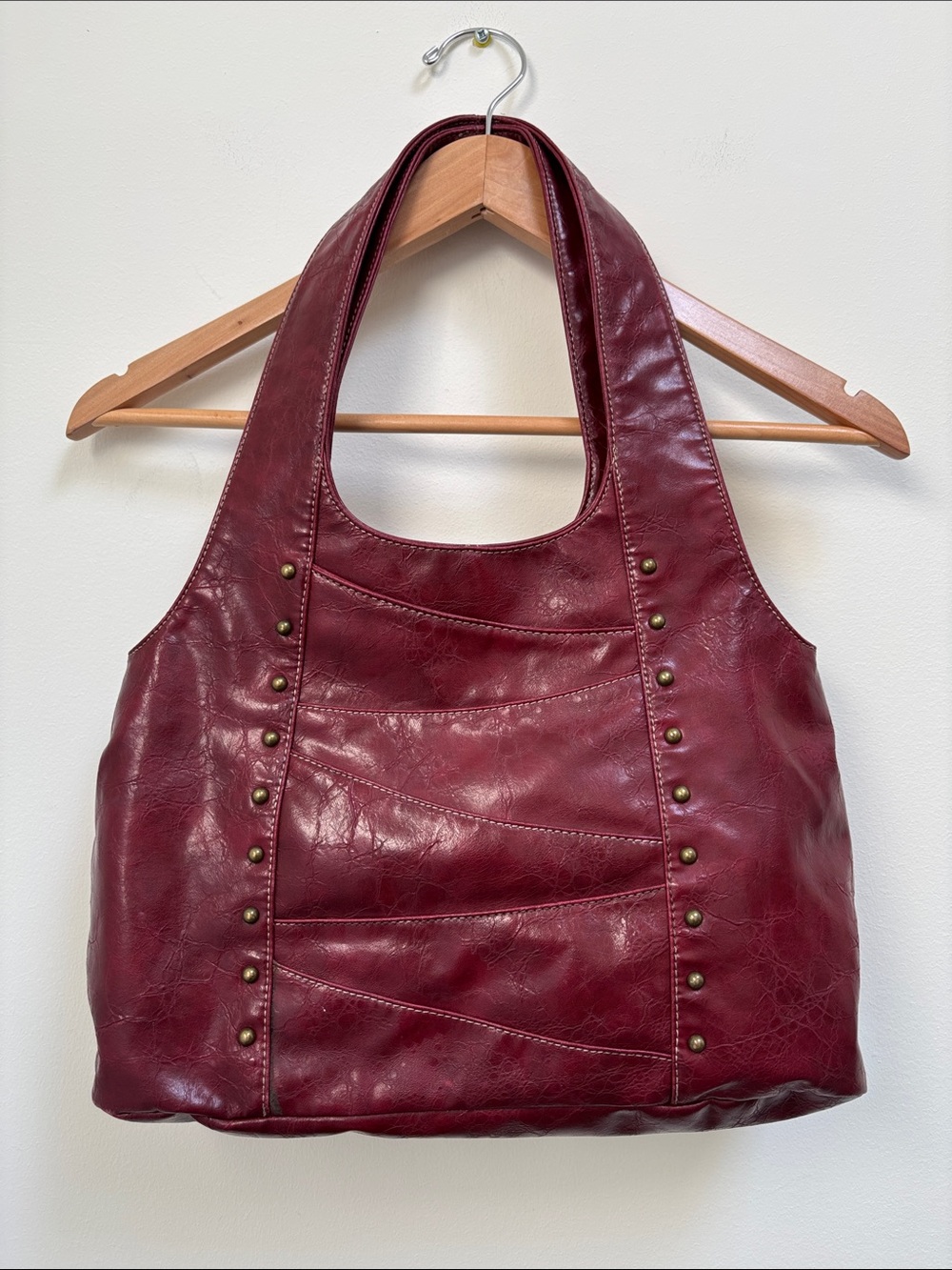 Y2K Nine West Burgundy Studded Shoulder bag